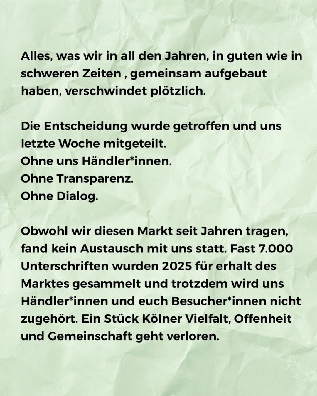Stellungnahme zum Markt und zur Entscheidung